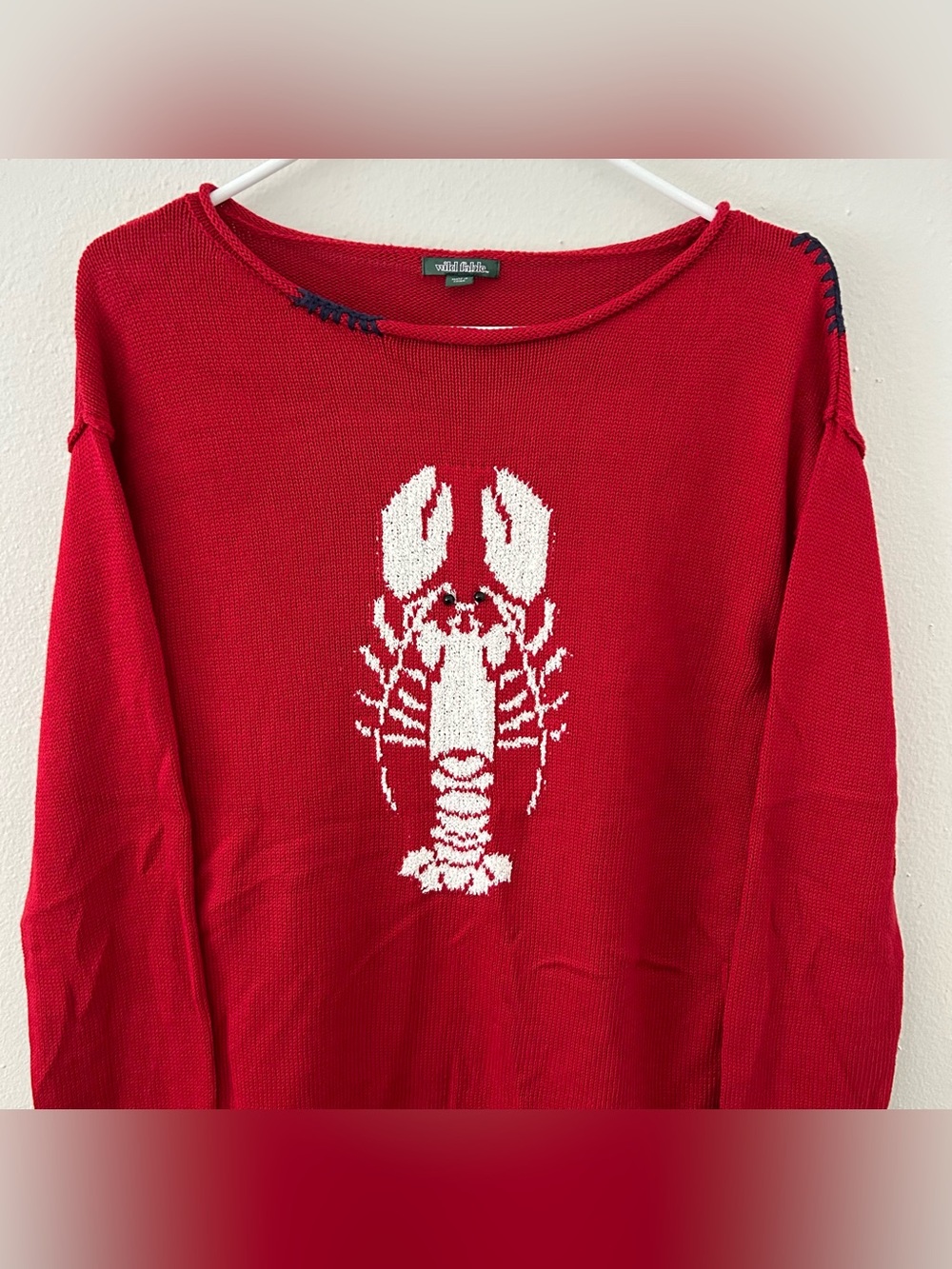 Lobster Roll Neck Sweater Womens Size XS Fisherman Nautical Coastal Beach Cotton - Picture 2 of 10